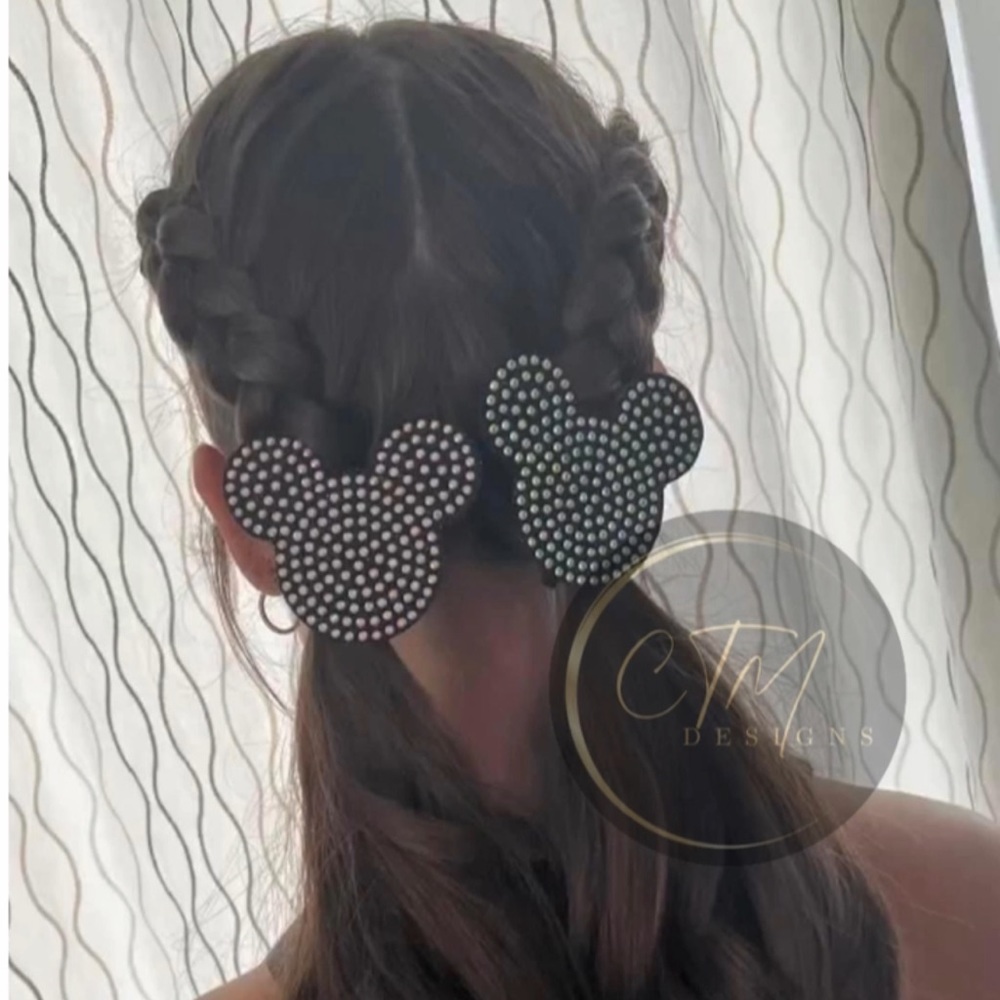 Mouse rhinestone hair clips !